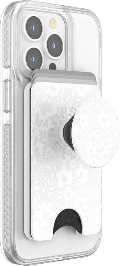 PopSockets Phone Wallet for MagSafe, Phone Card Holder with Grip, White - Blanc Fresh