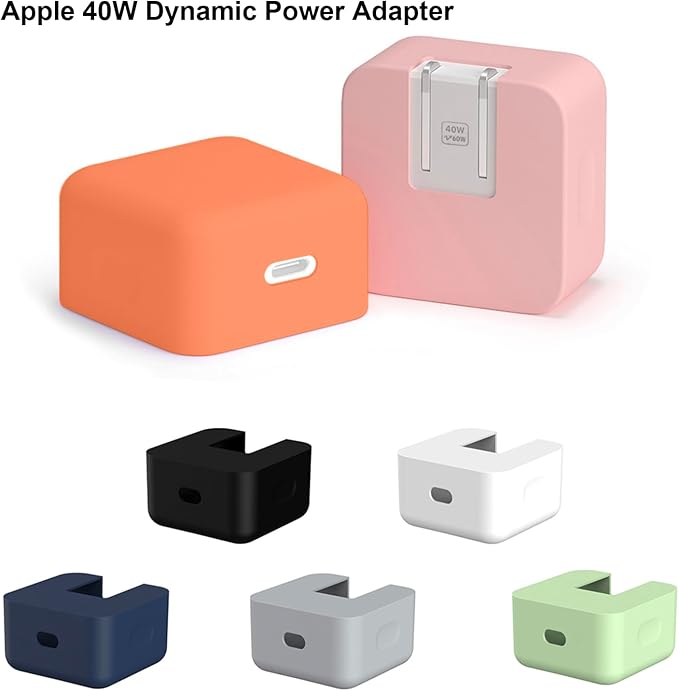 Soft Silicone Charger Case Compatible with Apple 40W Dynamic Power Adapter (60W Max) for iPhone Series & MacBook Air 13/13.6/15 M5 A3448 A3449, Shockproof Anti‑Scratch Protective Cover, Orange