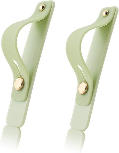 Removable and Reusable Cell Phone Grip Strap, Yetaida Telescopic Finger Kickstand Bracket Universal Silicone Phone Holder Stand and Portable Finger Loop for Most Smartphones Case (Matcha Green)