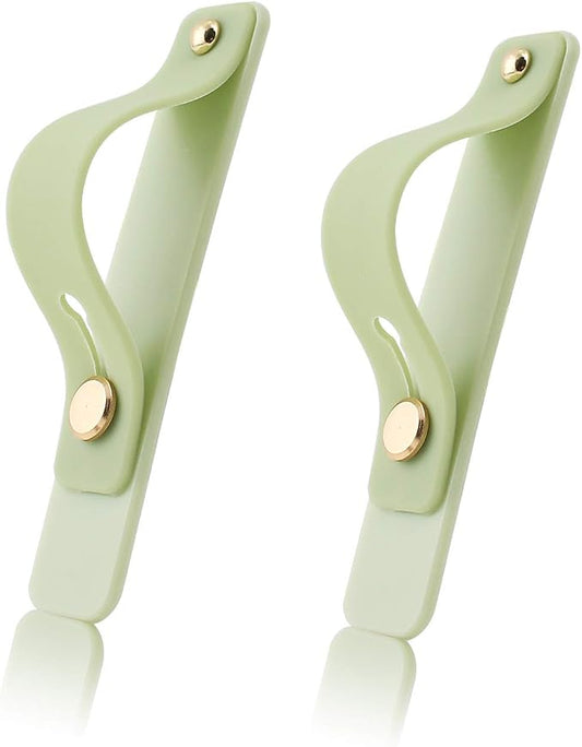 Removable and Reusable Cell Phone Grip Strap, Yetaida Telescopic Finger Kickstand Bracket Universal Silicone Phone Holder Stand and Portable Finger Loop for Most Smartphones Case (Matcha Green)