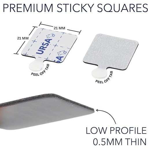 URSA Premium Sticky Squares – Pack of 60 Ultra-Thin Adhesive Pads for Discreet Mic/Fabric Mounting. for use with Bubblebee Concealers / RM11