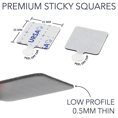 URSA Premium Sticky Squares – Pack of 60 Ultra-Thin Adhesive Pads for Discreet Mic/Fabric Mounting. for use with Bubblebee Concealers / RM11
