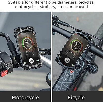 Bike Phone Mount, Universal Bike Phone Holder, 360° Rotatable, Silicone Bicycle Phone Mount Handlebar for iPhones, Galaxy, Xiaomi, Honor, Realme, Huaweii, Pixel, Oneplus and Other 4.5-7.0 Mobile