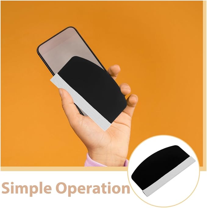 Housoutil Mobile Phone Film Scraper Card, Bubble Remover Curved Squeegee Tool with Cloth for Smooth Screen Protector Application