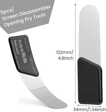 5Pcs Disassembler Pry Tools, Ultra-Thin Separate Screen Curved Spudger, Stainless Steel Mobile Phone Screen Pry Blade, Repair Opening Tool for Smartphone Curved-Screen LCD Casing(5pcs)