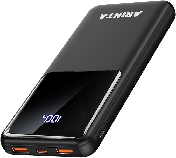 Power Bank Portable Charger 10000mAh PD 22.5W Battery Pack, LED Display & USB-C in/Out, Travel Essentials, Compatible for Smartphones, Tablets & More (Black)