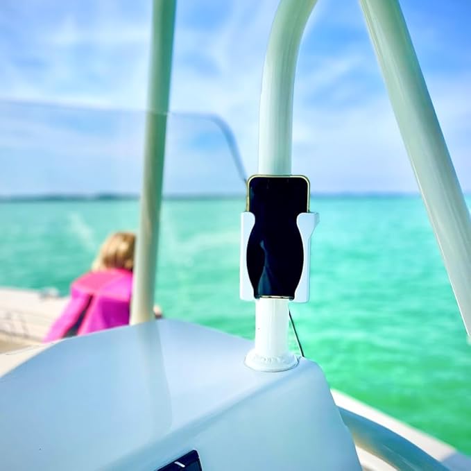 Boat Phone Holder – Marine Cell Phone Holder for Boat, Adjustable and Secure Marine Smartphone Mount, Durable Boating Accessory Made for Outdoor Conditions