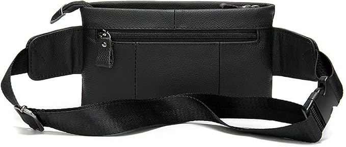 Hebetag Leather Waist Pack Fanny Bag for Men Women Outdoor Travel Sports Running Walking Hiking Hip Bum Belt Slim Cell Phone Purse Casual Waist Wallet Pouch (#05Black)