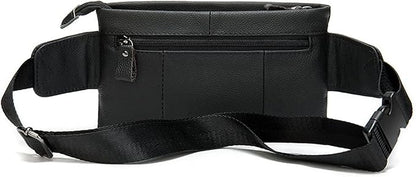 Hebetag Leather Waist Pack Fanny Bag for Men Women Outdoor Travel Sports Running Walking Hiking Hip Bum Belt Slim Cell Phone Purse Casual Waist Wallet Pouch (#05Black)