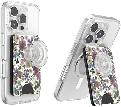 PopSockets Kick-Out Wallet for MagSafe, Adjustable Kickstand, Magnetic Stand - Pressed Flower