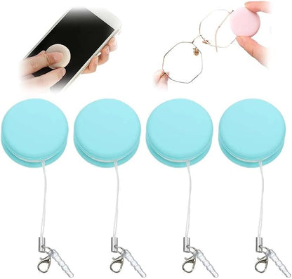 Yilia Macaron Phone Screen Cleaner, Cute Macaron Design Mobile Phone Screen Cleaner, Washable Dedusting Tool for Eyeglasses and Cell Phones (Light Blue, 4pcs)