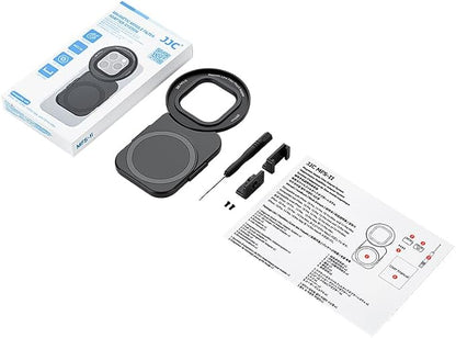 67mm Universal Magnetic Lens Filter Mount Adapter for iPhone 16 15 14 Pro Max Plus, Double-Sided Magnet iPhone Lens Filter Mount with 1/4" Screw & Cold Shoe for Vlogging Video Record (No Filter)