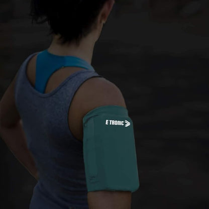 E Tronic Edge Phone Holder for Running, Cell Phone Arm Bands with Reflective Logo, Phone Strap Armband Fits iPhone and Android, Use for Running, Walking, Hiking and Biking, Turqoise, Small