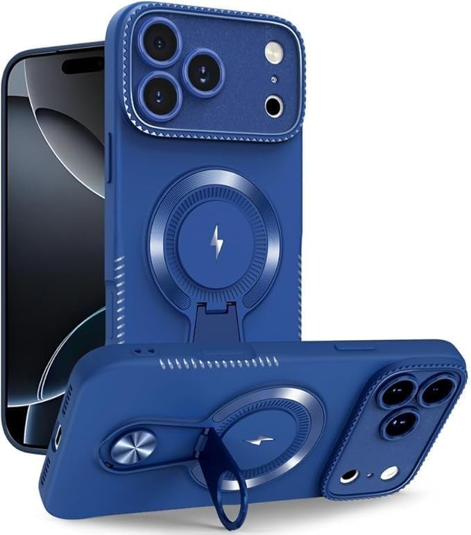 Magnetic for iPhone 17Pro Max/17/17Pro/17Air, Kickstand Frosted Shockproof Case Supports Wireless Charging Ultra-Thin Cover (17Pro Max,Gray) (17,Blue)