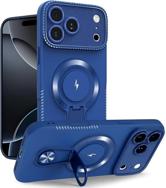 Magnetic for iPhone 17Pro Max/17/17Pro/17Air, Kickstand Frosted Shockproof Case Supports Wireless Charging Ultra-Thin Cover (17Pro Max,Gray) (17,Blue)