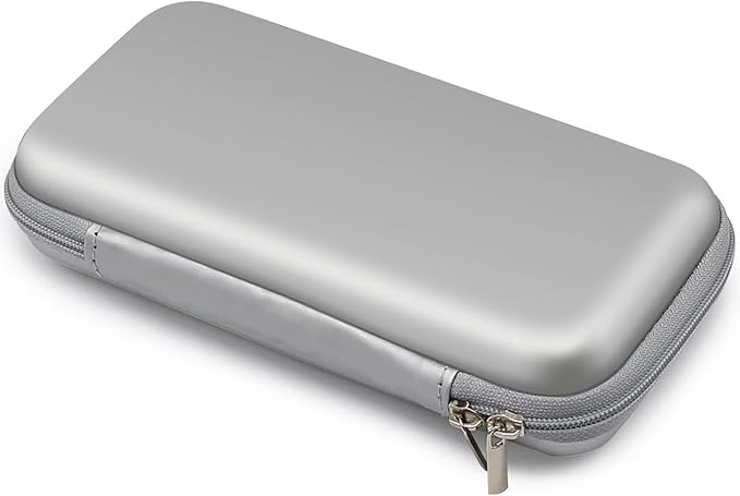 iMangoo Travel Essential Electronics Organizer Pouch Charger Case, Shockproof Dual Zipper Power Bank Cables Tech Accessories Purse, Men & Women Travel Must Have Storage Bag, 6.5x3.2x1 inch Silver