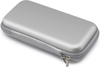 iMangoo Travel Essential Electronics Organizer Pouch Charger Case, Shockproof Dual Zipper Power Bank Cables Tech Accessories Purse, Men & Women Travel Must Have Storage Bag, 6.5x3.2x1 inch Silver