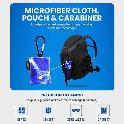 Microfiber Cloth & Glasses Wipes (6 Pack) Lens & Glasses Cleaning Cloth - Eyeglass Cleaner - Camera Lenses & Gadget Delicate Screens - Blue