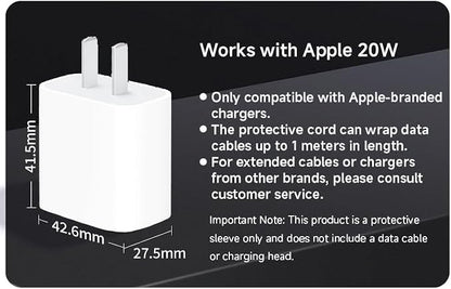 2-in-1 Power Adapter Silicone Charger Protective Case, Compatible with 18W and 20W Chargers, Fits iPhone 11, 12, 13, 14 Pro Max - 1.65 x 1.1 inches (excluding Charger) (Beige)