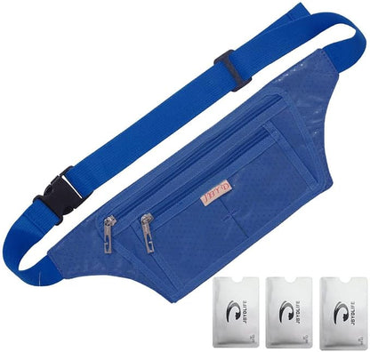 Naoki Outdoor Sports Running Jogging Cycling Hiking Camping Climbing Travel Ultra-thin Waterproof Polyester Waist Pack/Bag Runner Belt(Navy)