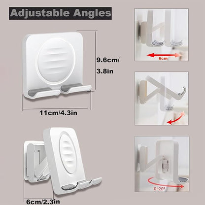 Shower Phone Holder, Wall Mount Cellphone Stand with 3pcs Adhesive Pads, Adjustable & Portable Mirror Smartphone Wall Holder, Desktop Phone Mount Stand for Bathroom Bedroom Kitchen or Dorm