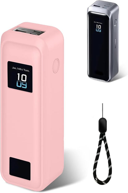 Silicone Protective Case Compatible with Anker Prime Power Bank 20,100mAh 3-Port Portable Charger, Full-Body Protective Cover with Precise Cutouts, Shockproof & Scratch-Resistant Sleeve (Pink)