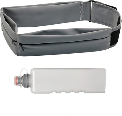 Running Belt with 11oz Water Bottle for Men Women, Slim Sport Workout Fanny Pack Phone Belt Holder Sweat and Waterproof Money Belt for Running Traveling Hiking