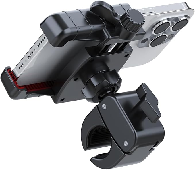 Bicycle Phone Holder Mount, Bike Motorcycle Handlebar Phone Mount Clamp ATV Scooter Phone Clip with One Hand Operation for iPhone Samsung 4.5-7" Smartphone, 360° Rotation