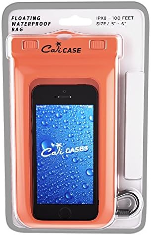 CaliCase Universal Waterproof Floating Phone Pouch - IPX8 Waterproof Floating Phone Case with Lanyard for iPhone X-15/ S20-S24/ Pixel 4-8 - Orange
