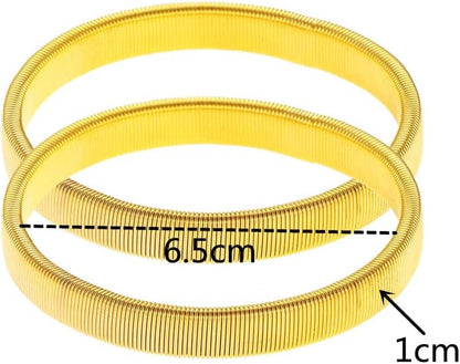 COLORFUL BLING 2-6pcs Metal Arm Band Adjustable Anti-Slip Bracelet Shirt Sleeve Holders Wrap Bangle Garters Stretch Armbands Set Gift