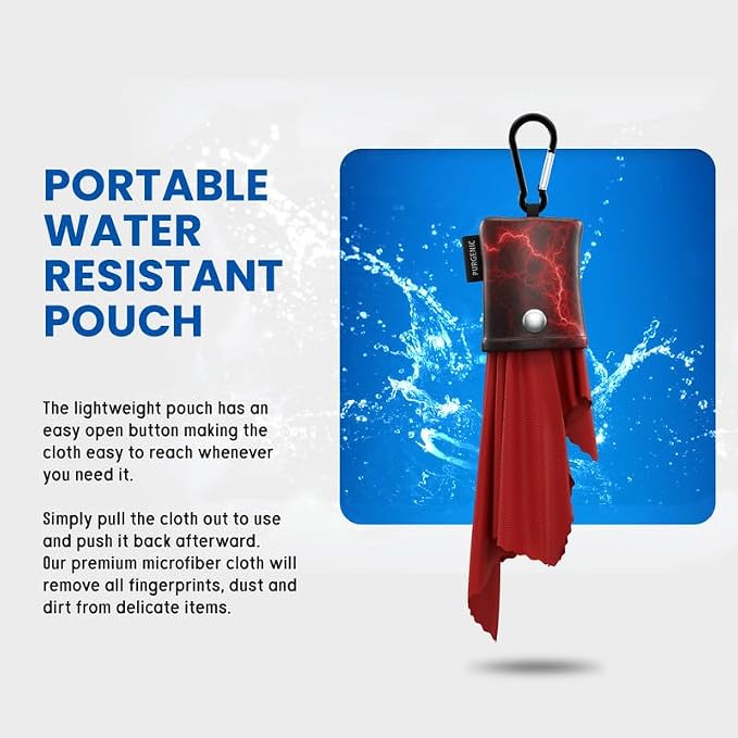 Microfiber Cloth & Glasses Wipes (6 Pack) Lens & Glasses Cleaning Cloth - Eye Glass Clean Cloths - Eyeglass Cleaning Cloth - Glass Cleaning Cloth - Camera Lenses & Gadget Delicate Screens - Red