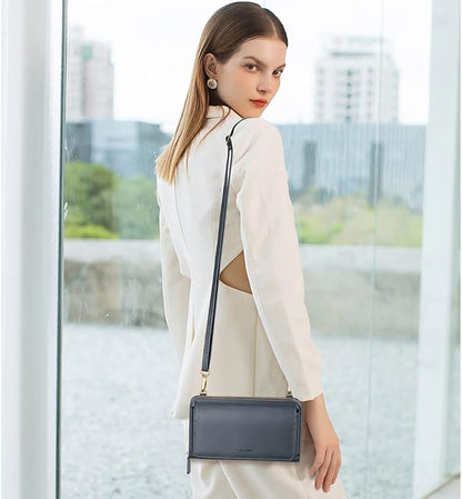 Peacocktion Crossbody Bags for Women RFID Wristlet Wallets Travel Vegan Leather Small Clutch Purses with Phone Pocket Zipper