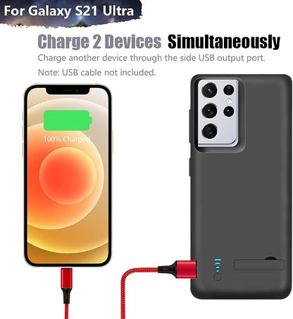 Sitong Battery Case for Samsung Galaxy S21 Ultra 5G, 5000mAh Rechargeable Extended Battery Charging Charger Case, Add 100% Extra Juice (6.8 Inches) Black