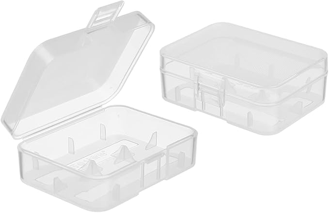 Heyiarbeit Battery Organizer Box PP Battery Storage Case Battery Holder Storage for 18500 Carrying Battery Transparent 2Pcs
