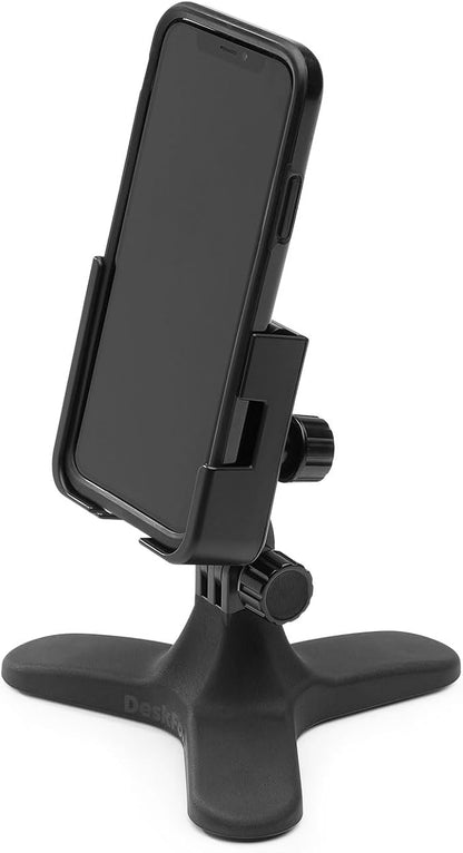 WeatherTech DeskFone Two View Universal Phone Holder for Flat Surfaces, Office, Kitchen, Nightstand - Violet Metal Knobs