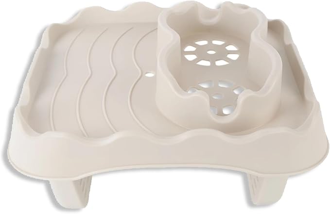 Hot Tub Table, Foldable Bathtub Side Table with 2 Cup Holders Adjustable Hot Tub Tray with Drain Holes for Spa Swimming Pool Bathtub(Beige)