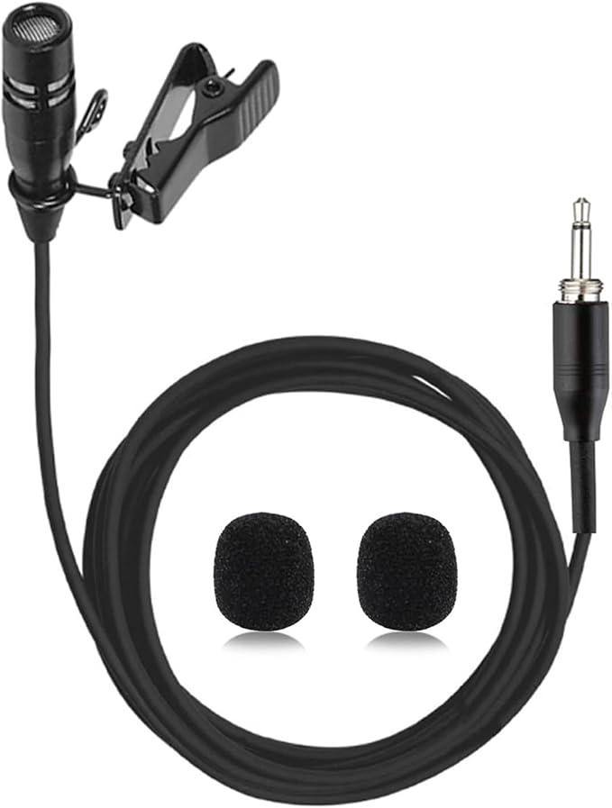 Lavalier Lapel Microphone Unidirectional Condenser Super Cardioid Mic Compatible with Wireless Bodypack Transmitter System with 3.5mm Thread Screw Plug