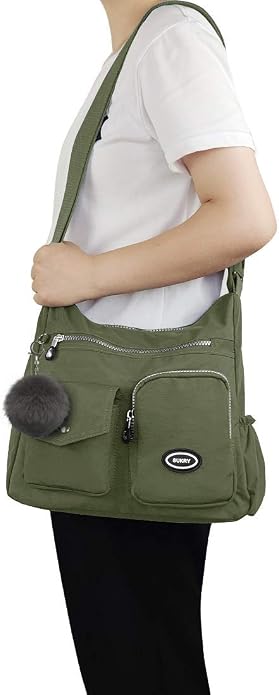 SUKRY Nylon Crossbody Bag for Women with Anti theft RFID Pocket, Waterproof Shoulder Bag Travel Purses and Handbag