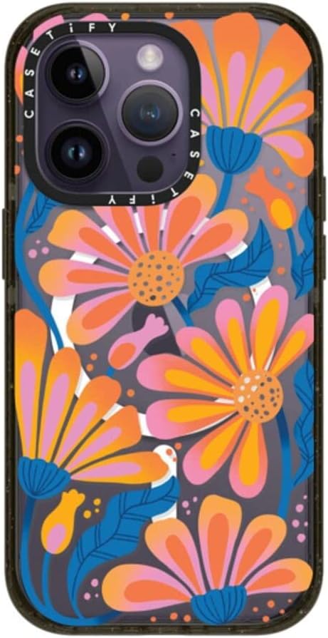 CASETiFY Impact iPhone 14 Pro Case [4X Military Grade Drop Tested / 8.2ft Drop Protection/Compatible with Magsafe] - Lazy Daisy - Glossy Black