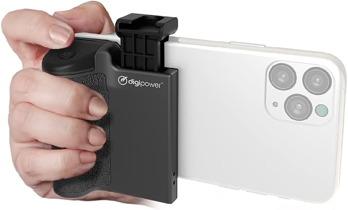 DigiPower Pocket Grip Stabilizer with Wireless Shutter Remote & Table-Top Mini Tripod for Mobile Phone, Works with iPhones & Android Smartphones for Filming YouTube, TikTok, & Instagram Videos,