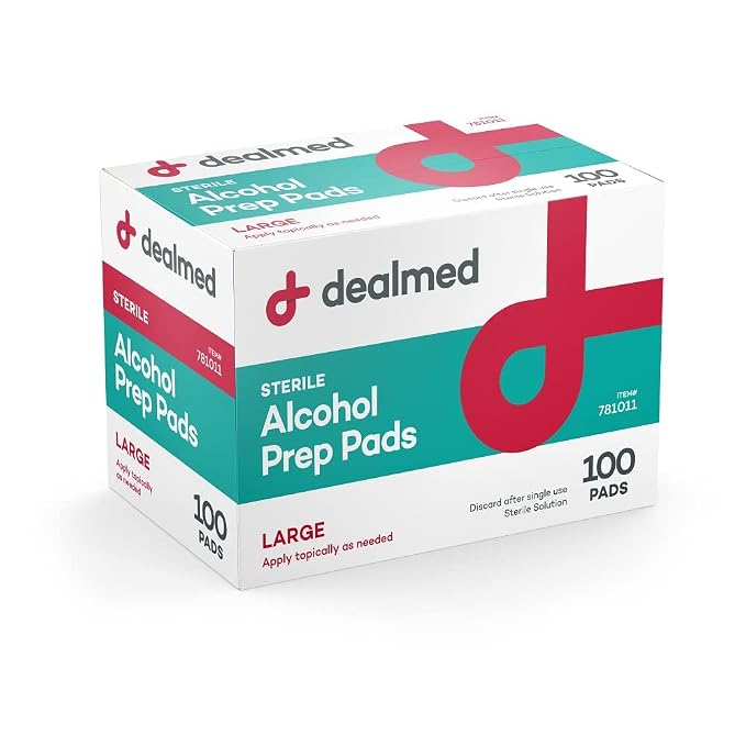 Dealmed Alcohol Prep Pads – 1000 Count Large Latex-Free Gamma Sterilized Antiseptic Wipes, Wound Care Products for First Aid Kits, Home, and Medical Facilities