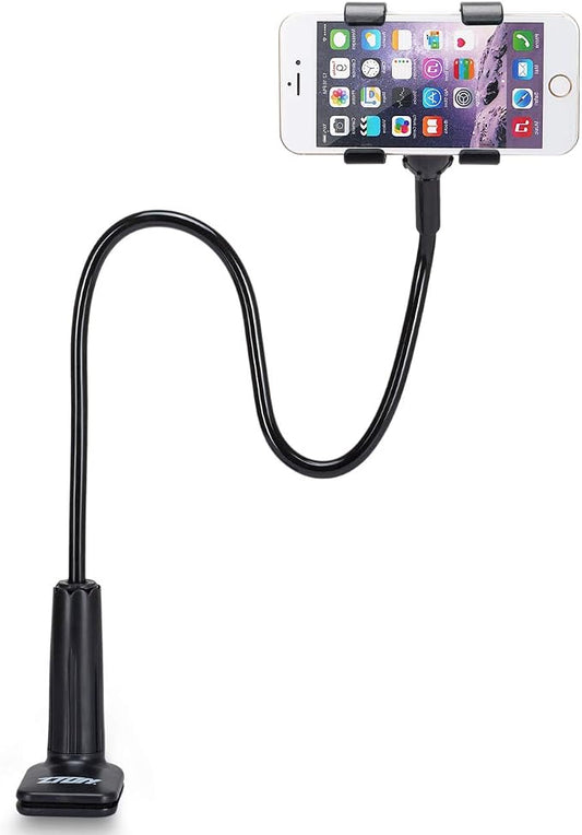 ZTON Universal Cell Phone Holder, Universal Mobile Phone Stand, Lazy Bracket, Flexible Long Arms Clip Mount for iPhone, LG, etc.in Office Bedroom Desktop.(Black)