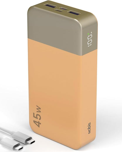 NOBIS 45W 20000mAh Portable Charger Power Bank Fast Charging | Battery Pack with 2 USB-C (in/Out) & 2 USB-A, Digital Display & Small Current Mode, Battery Bank for Phone 17 S25 Tablet