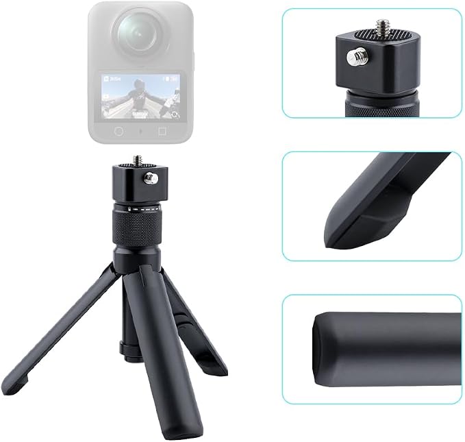 Bullet Time Handle Tripod Rotating Grip with Invisible Selfie Stick for Insta360 X5/X4, DJI OSMO Pocket 3, GoPro,1/4" Thread, 6 lbs Capacity, Compact Selfie Stick & Tabletop Tripod (47 inches)