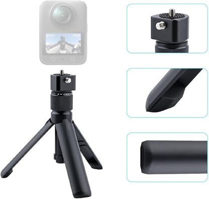 Bullet Time Handle Tripod Rotating Grip with Invisible Selfie Stick for Insta360 X5/X4, DJI OSMO Pocket 3, GoPro,1/4" Thread, 6 lbs Capacity, Compact Selfie Stick & Tabletop Tripod (47 inches)