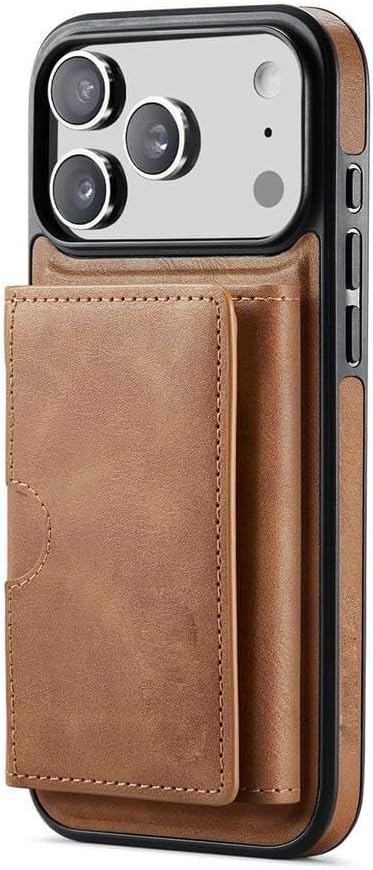 Wallet Case for iPhone 17 Pro Max/17/17 Pro/17 Air, Magnetic 2 in 1 Detachable Back Card Slots Heavy Duty Protection Cover Kickstand Supports Wireless Charging Case (17,Brass)