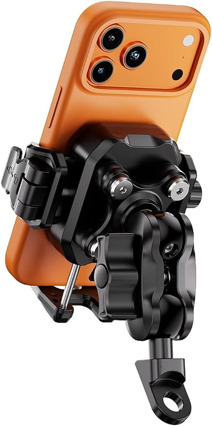 Kewig Motorcycle Phone Mount with Vibration Dampener [Anti-Theft] [Camera Friendly] Aluminum Alloy Rear-View Cellphone Holder for Motorcycle, Adjustable Size Fit 5.4-7.2" Smartphone