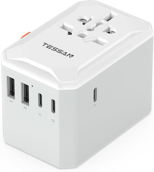 TESSAN Universal Travel Adapter, International Power Adapter | 5 USB Ports (3 USB C), Worldwide Plug Adaptor, US to Europe UK France Germany Spain Ireland Australia Japan, Type C G A I