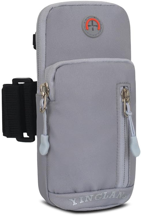 Sport Running Armband Wristband Cell Phone Holder Pouch Case Crossbody Purse Arm Bag for iPhone 13 12 Pro Max Samsung Galaxy S21 FE S20 S22 Ultra Note 10+ Plus A03S A12 Google Pixel 6 (Grey)