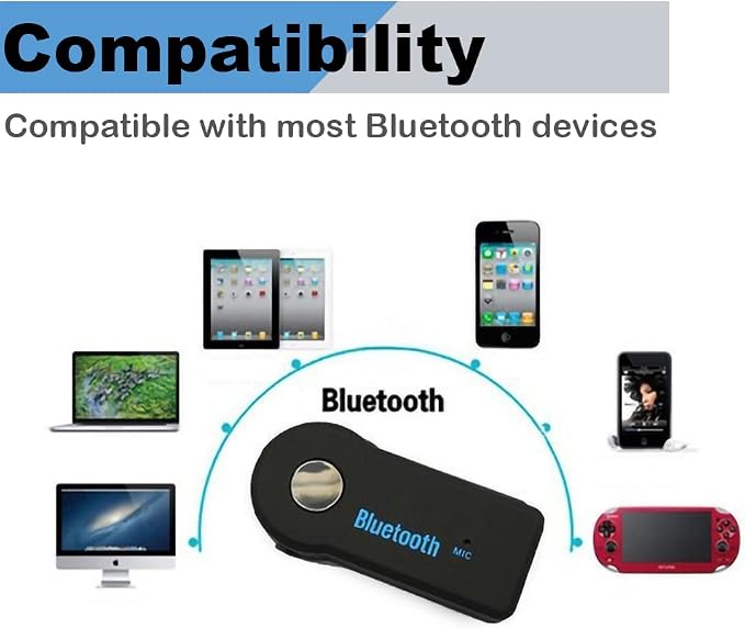 Bluetooth AUX Adapter for Car, Wireless Audio Receiver Portable Hands-Free Car Kits with AUX 3.5mm